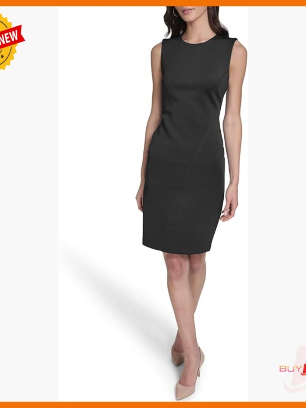 Sleeveless Scuba Sheath Dress, Straight Fit, Year-Round Versatile